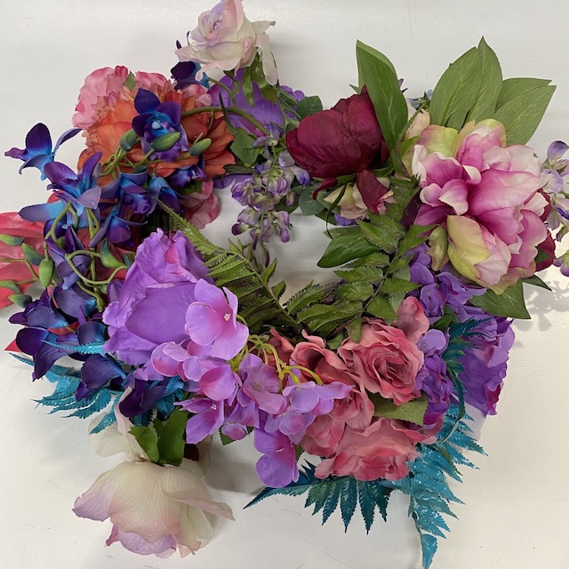 FLORAL ARRANGEMENT, Pink Purple Salmon and Electric Blue (For Urns)